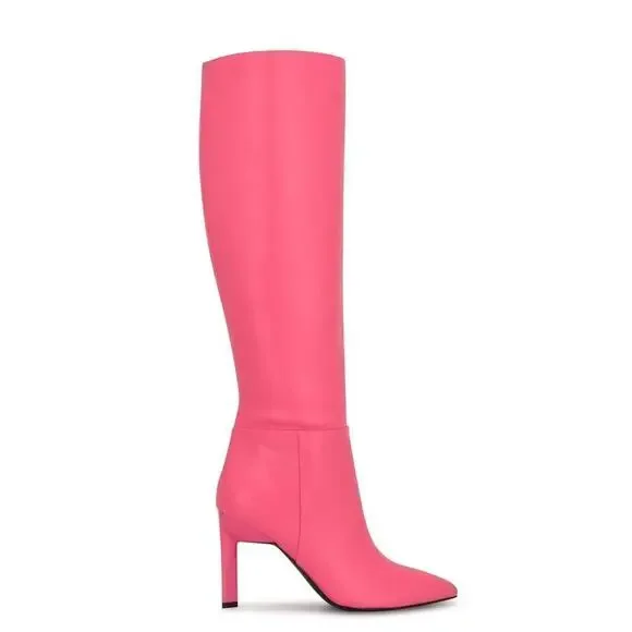 NINE West 80s style Neon Pink Eardy‎ Heeled Boots - Picture 7 of 7